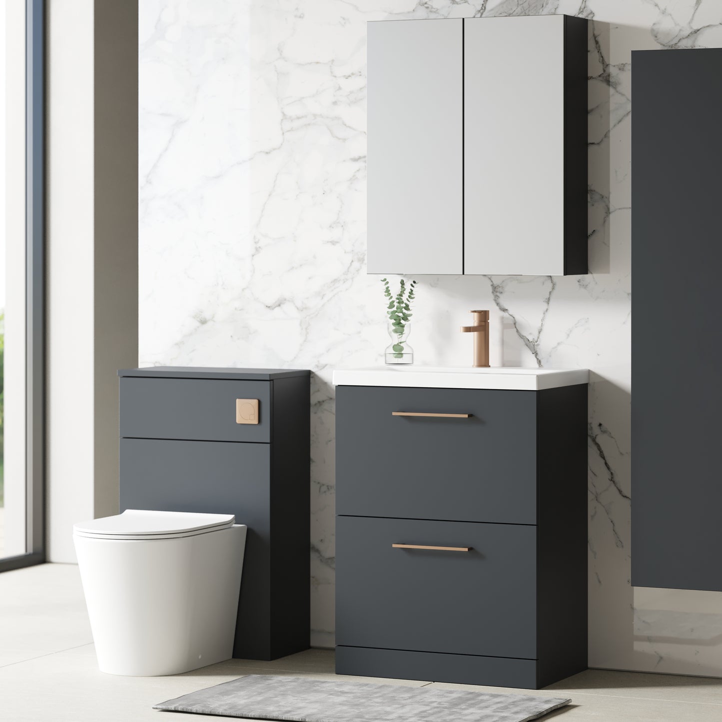 NUIE 600mm Floor Standing 2 Drawer Vanity & Basin 1