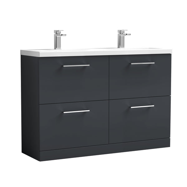 NUIE 1200mm Floor Standing 4 Drawer Vanity & Double Basin