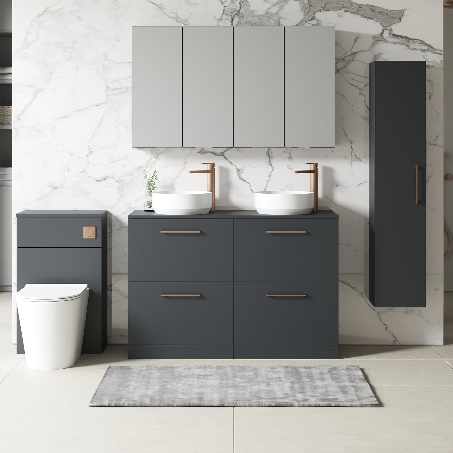 NUIE 1200mm Floor Standing 4 Drawer Vanity & Worktop