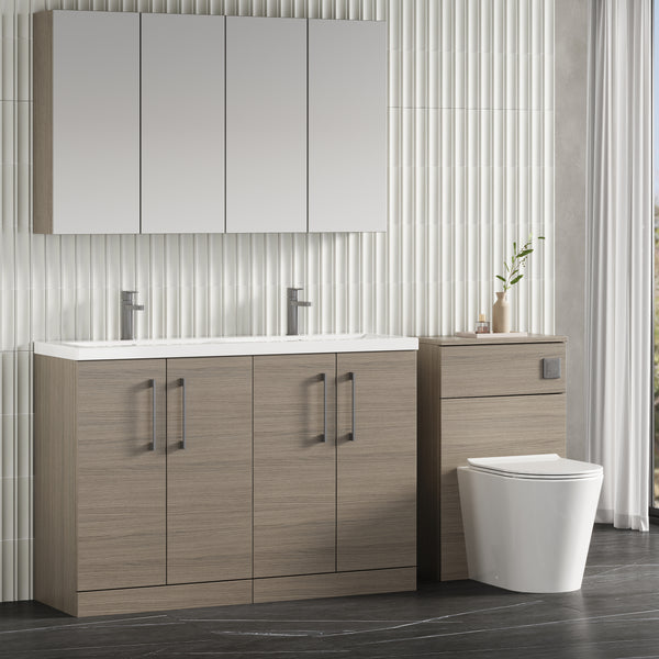 NUIE 1200mm Floor Standing 4 Door Vanity & Double Basin