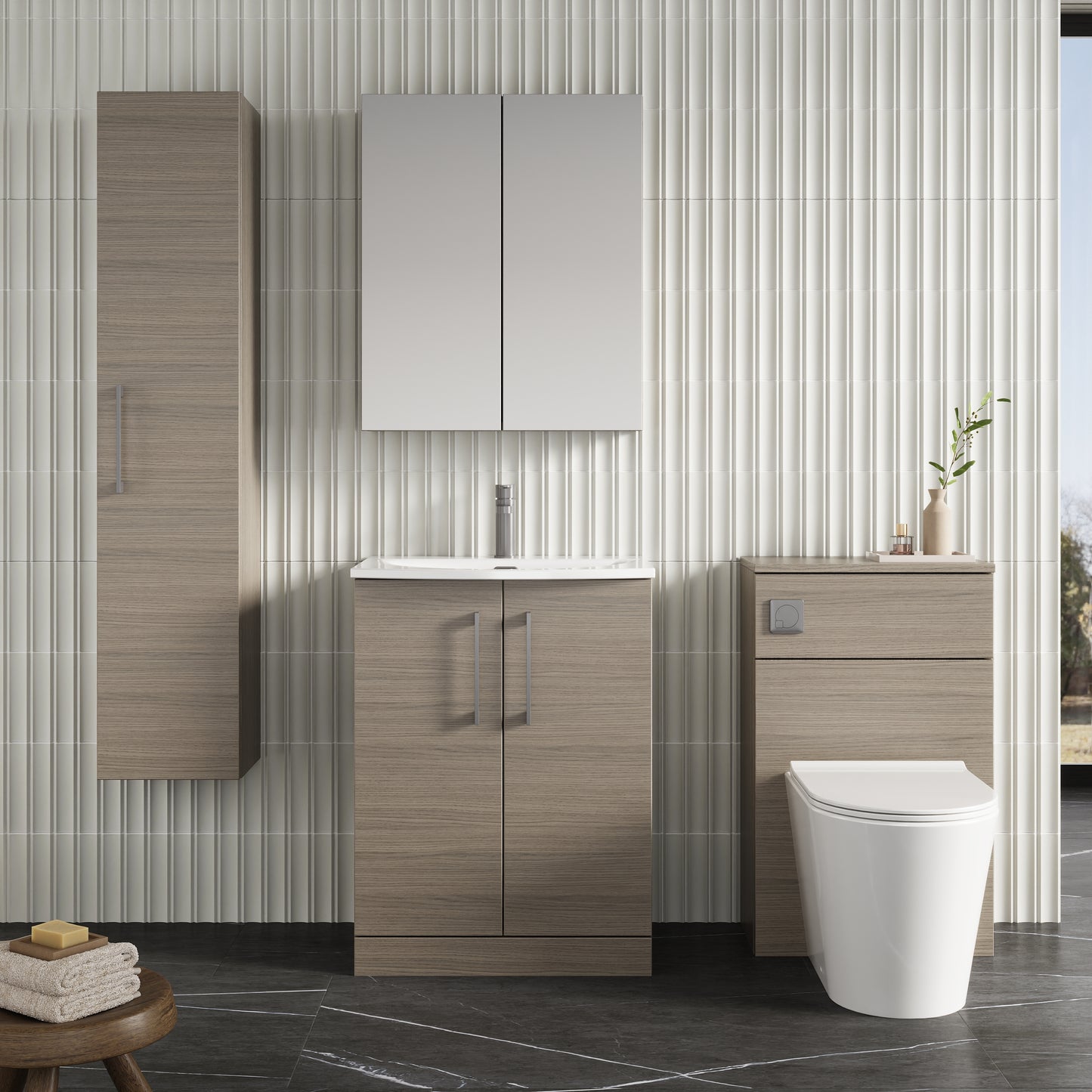 NUIE 600mm Floor Standing 2 Door Vanity & Basin 4