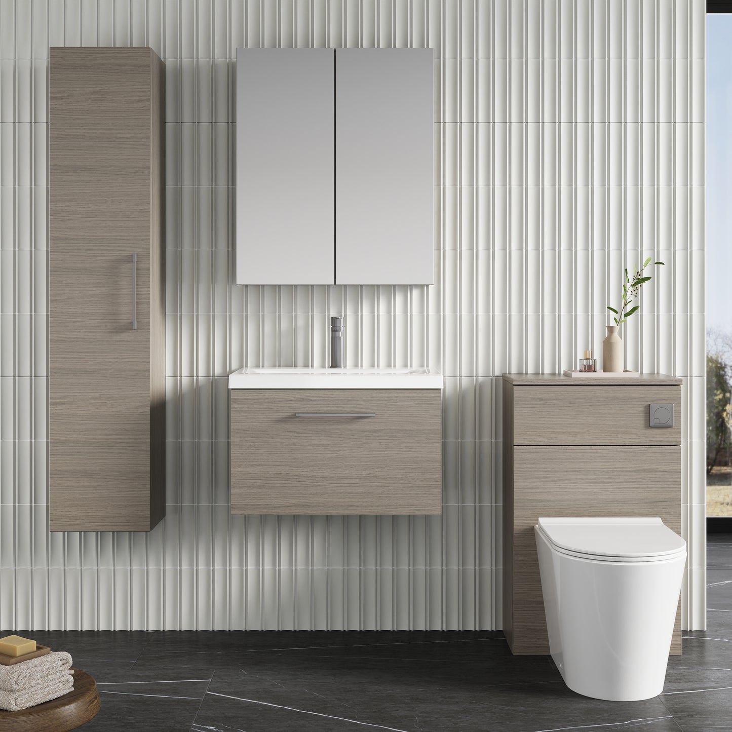 NUIE 600mm Wall Hung 1 Drawer Vanity & Basin 1