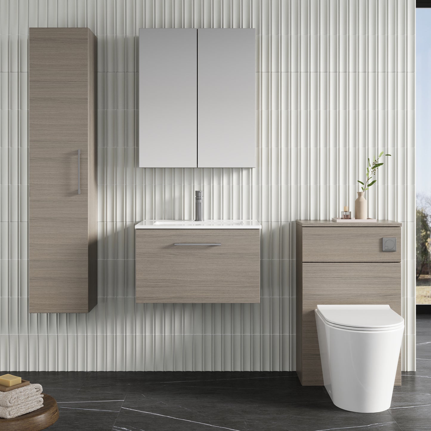 NUIE 600mm Wall Hung 1 Drawer Vanity & Basin 2