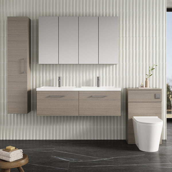 NUIE 1200mm Wall Hung 2 Drawer Vanity & Double Basin