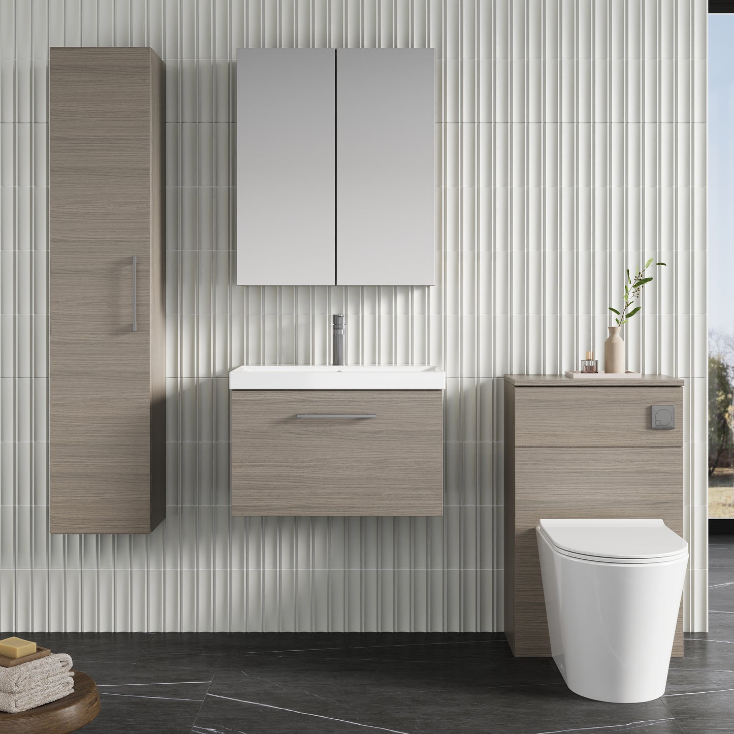 NUIE 600mm Wall Hung 1 Drawer Vanity & Basin 3