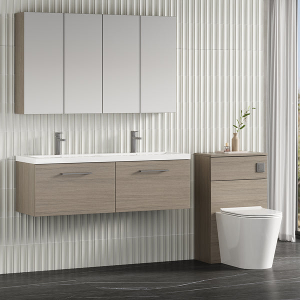 NUIE 1200mm Wall Hung 2 Drawer Vanity & Double Basin