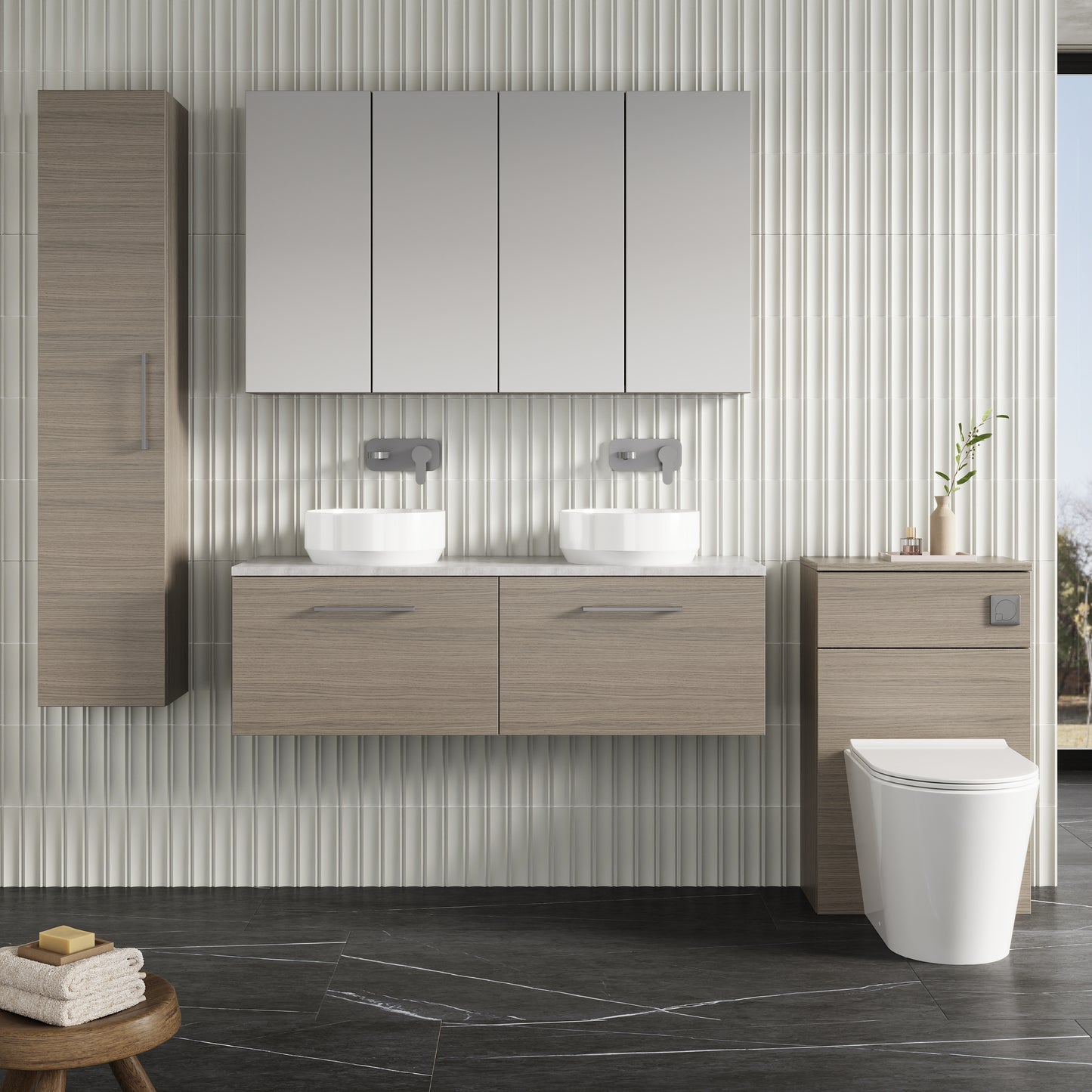 NUIE 1200mm Wall Hung 2-Drawer Vanity & Laminate Worktop