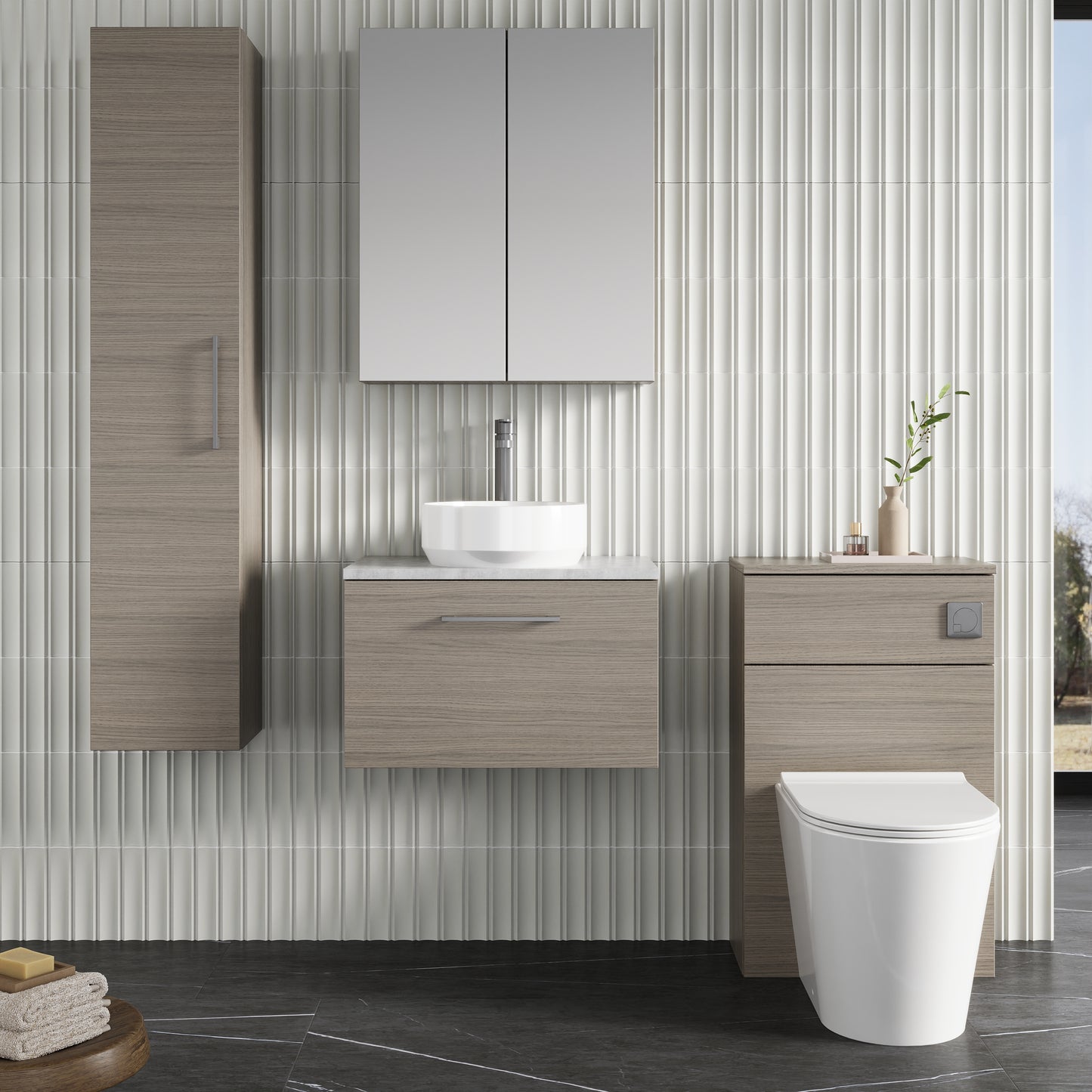 NUIE 600mm Wall Hung 1 Drawer Vanity & Laminate Top