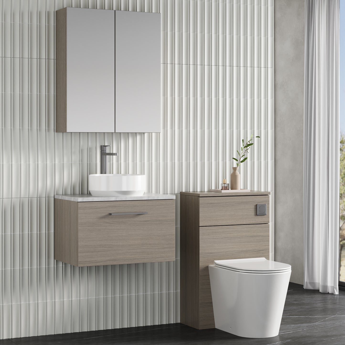 NUIE 600mm Wall Hung 1 Drawer Vanity & Laminate Top