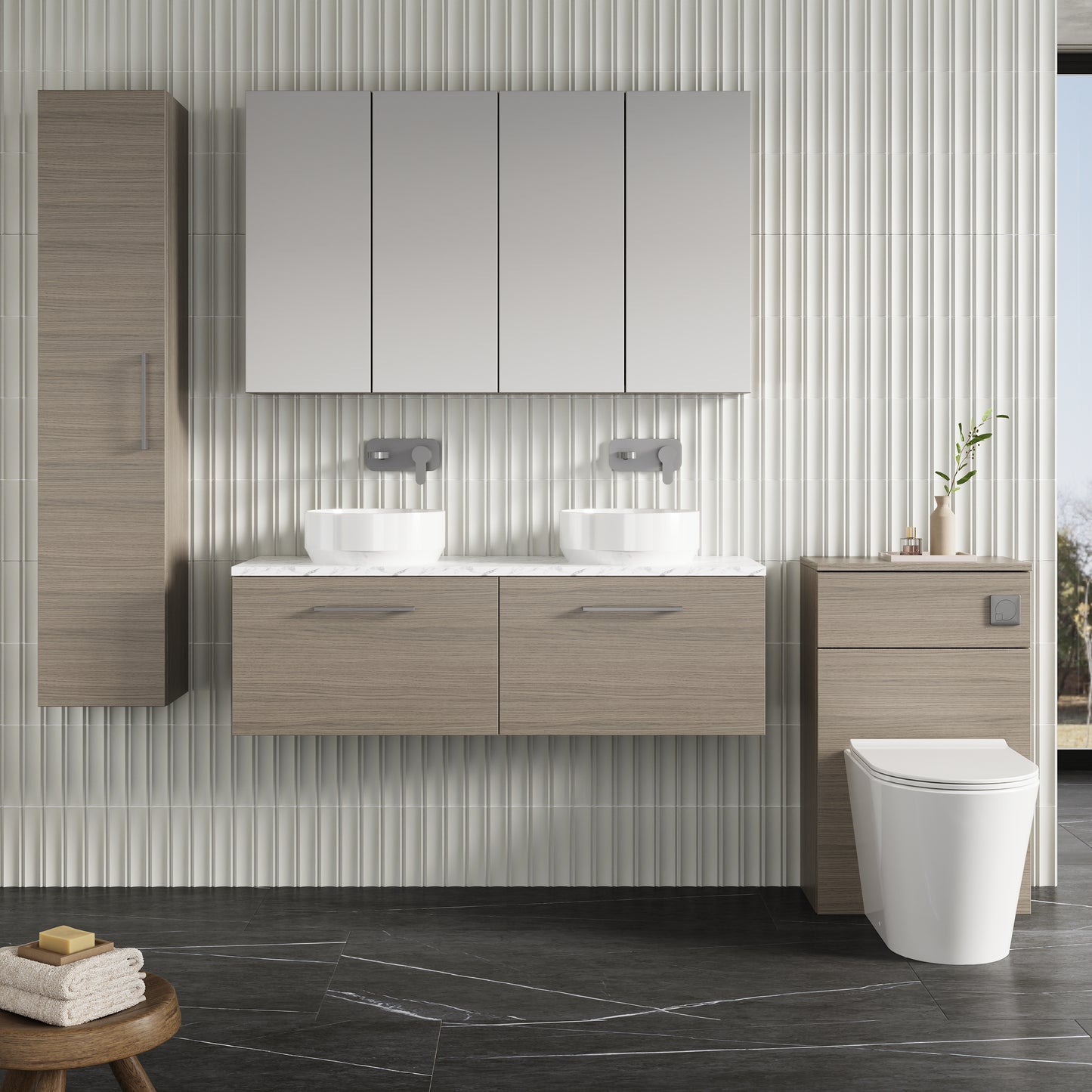 NUIE 1200mm Wall Hung 2-Drawer Vanity & Laminate Worktop