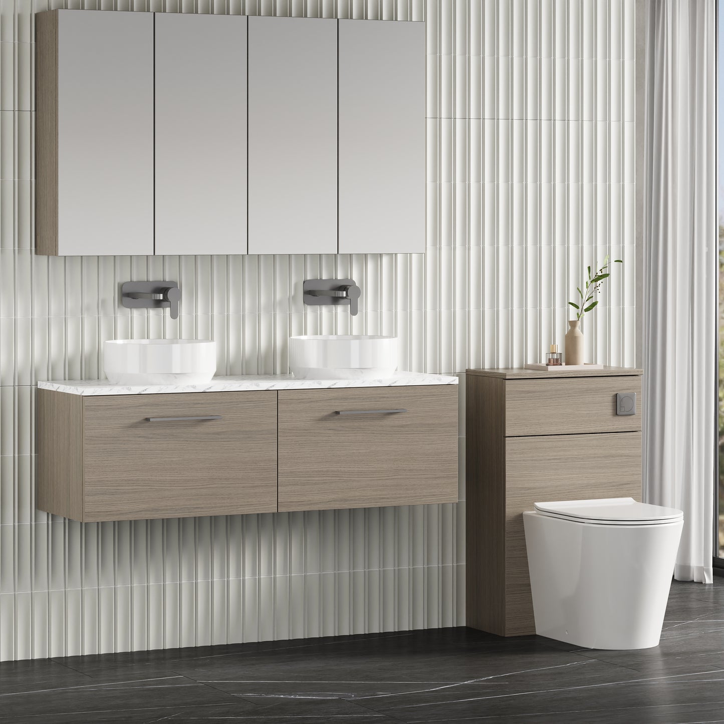 NUIE 1200mm Wall Hung 2-Drawer Vanity & Laminate Worktop