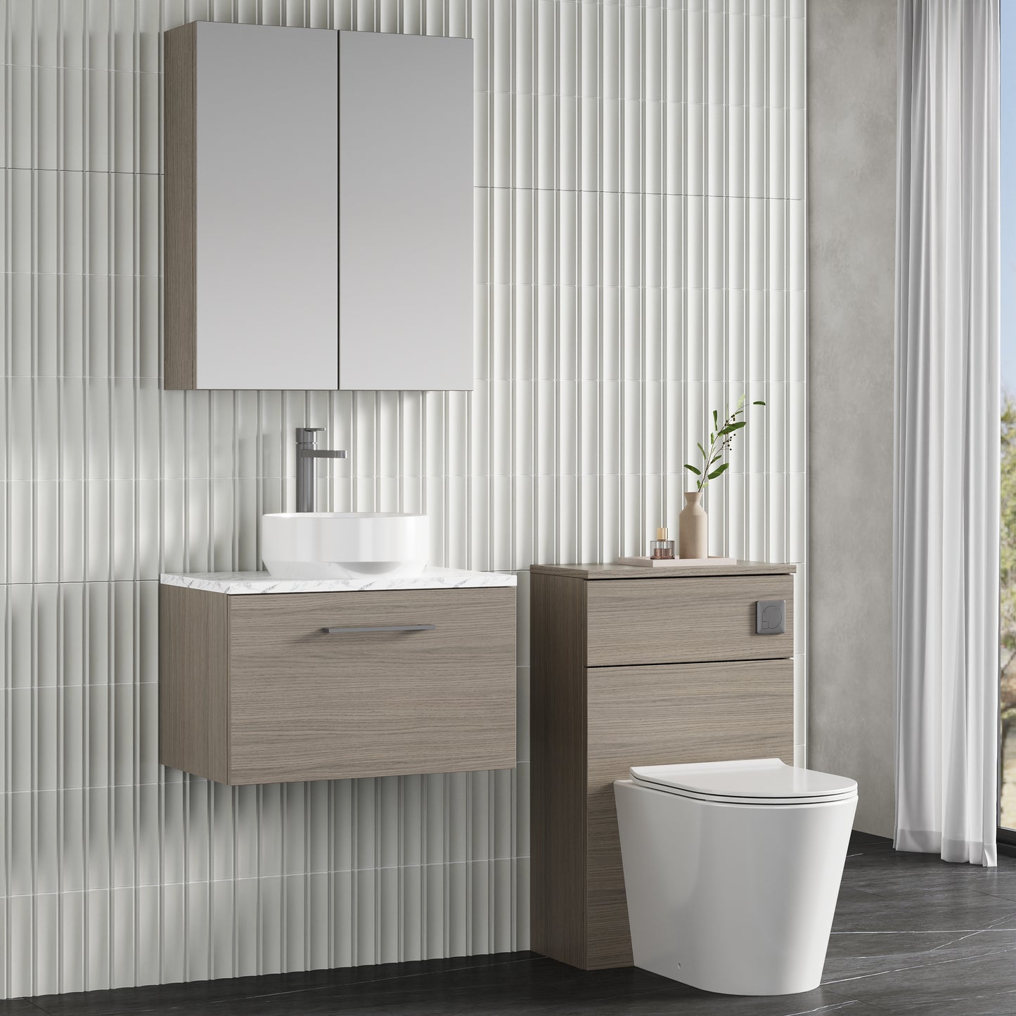 NUIE 600mm Wall Hung 1-Drawer Vanity & Laminate Worktop