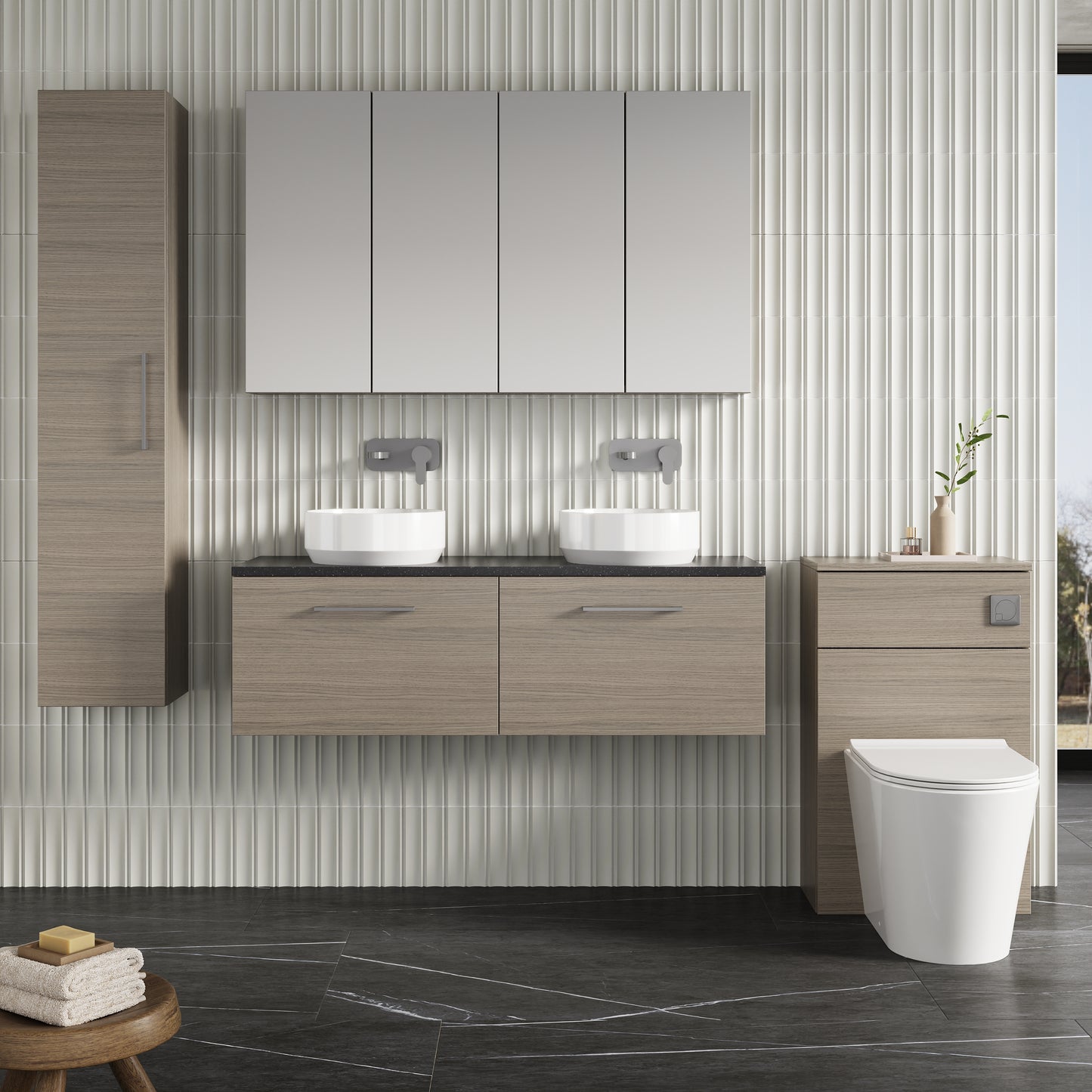 NUIE 1200mm Wall Hung 2-Drawer Vanity & Laminate Worktop
