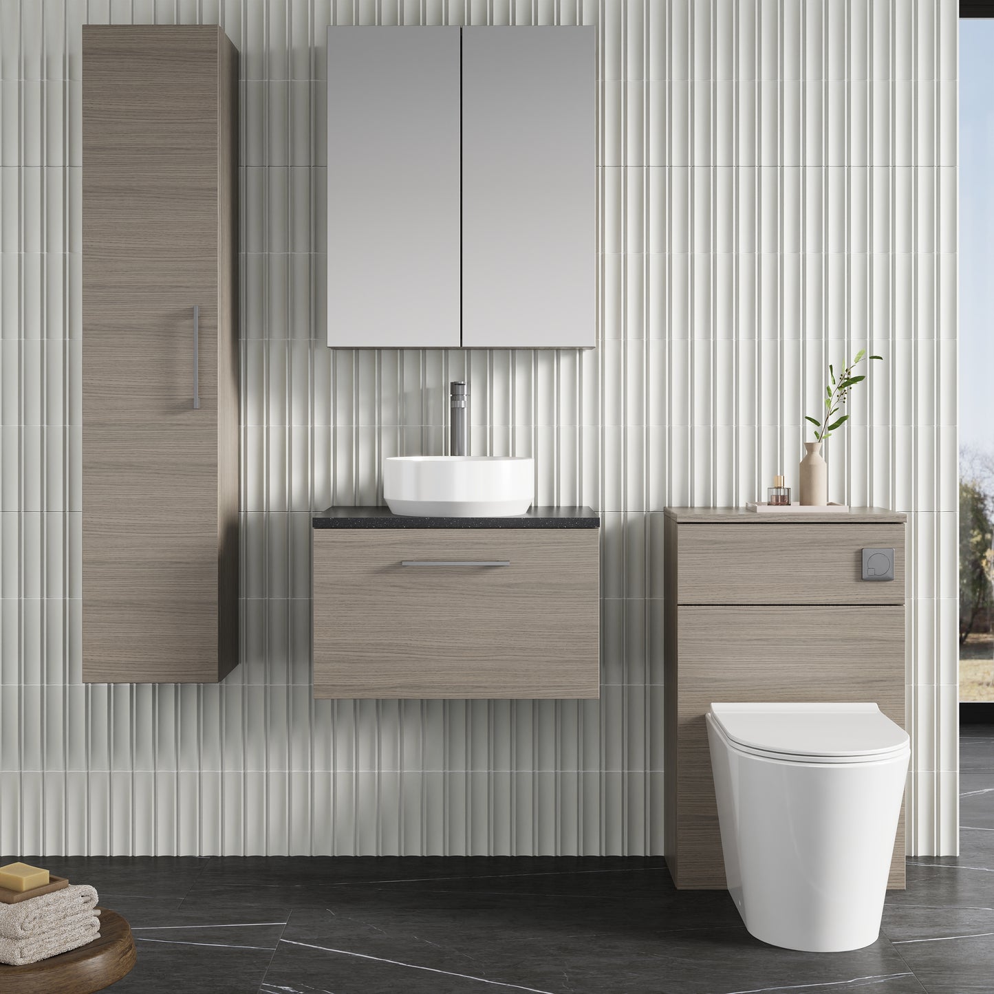 NUIE 600mm Wall Hung 1 Drawer Vanity & Laminate Top