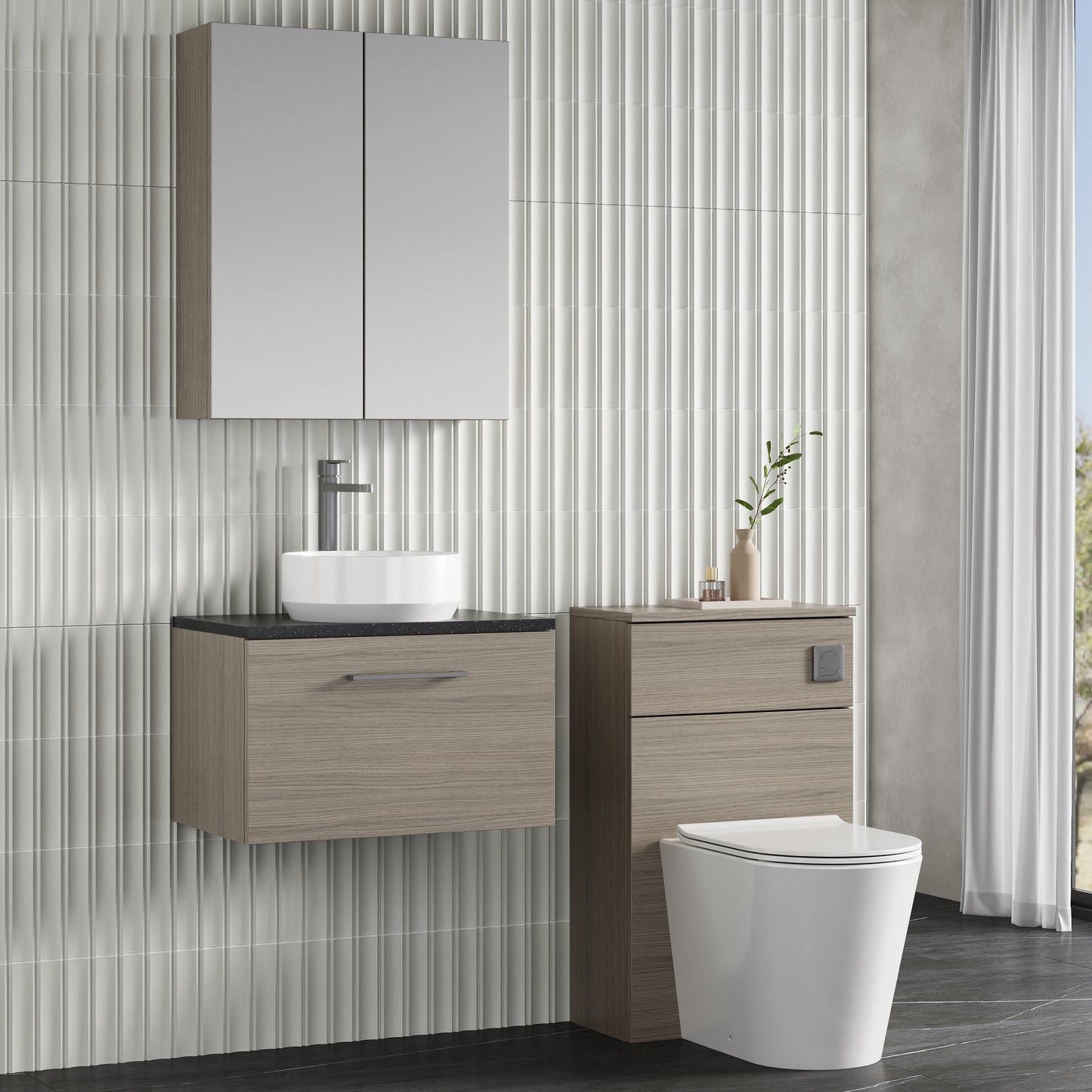 NUIE 600mm Wall Hung 1 Drawer Vanity & Laminate Top