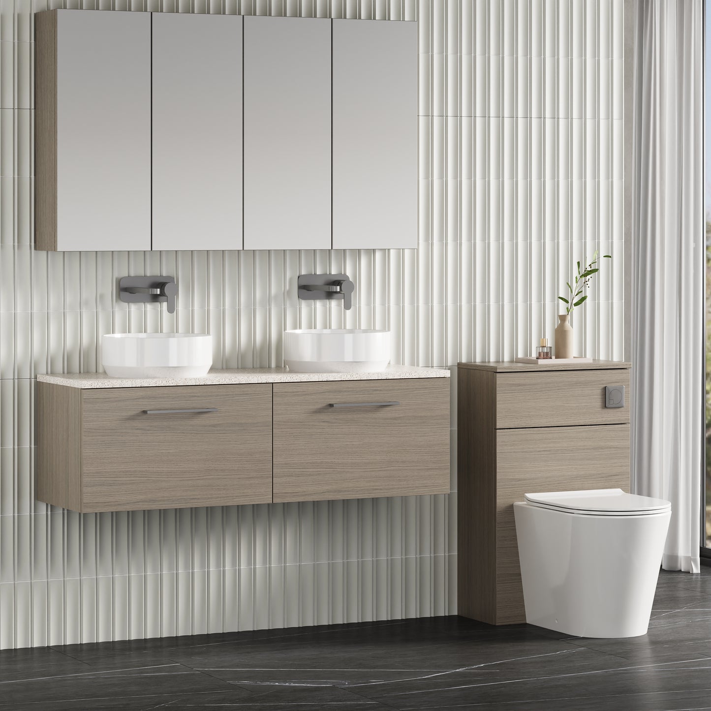 NUIE 1200mm Wall Hung 2-Drawer Vanity & Laminate Worktop