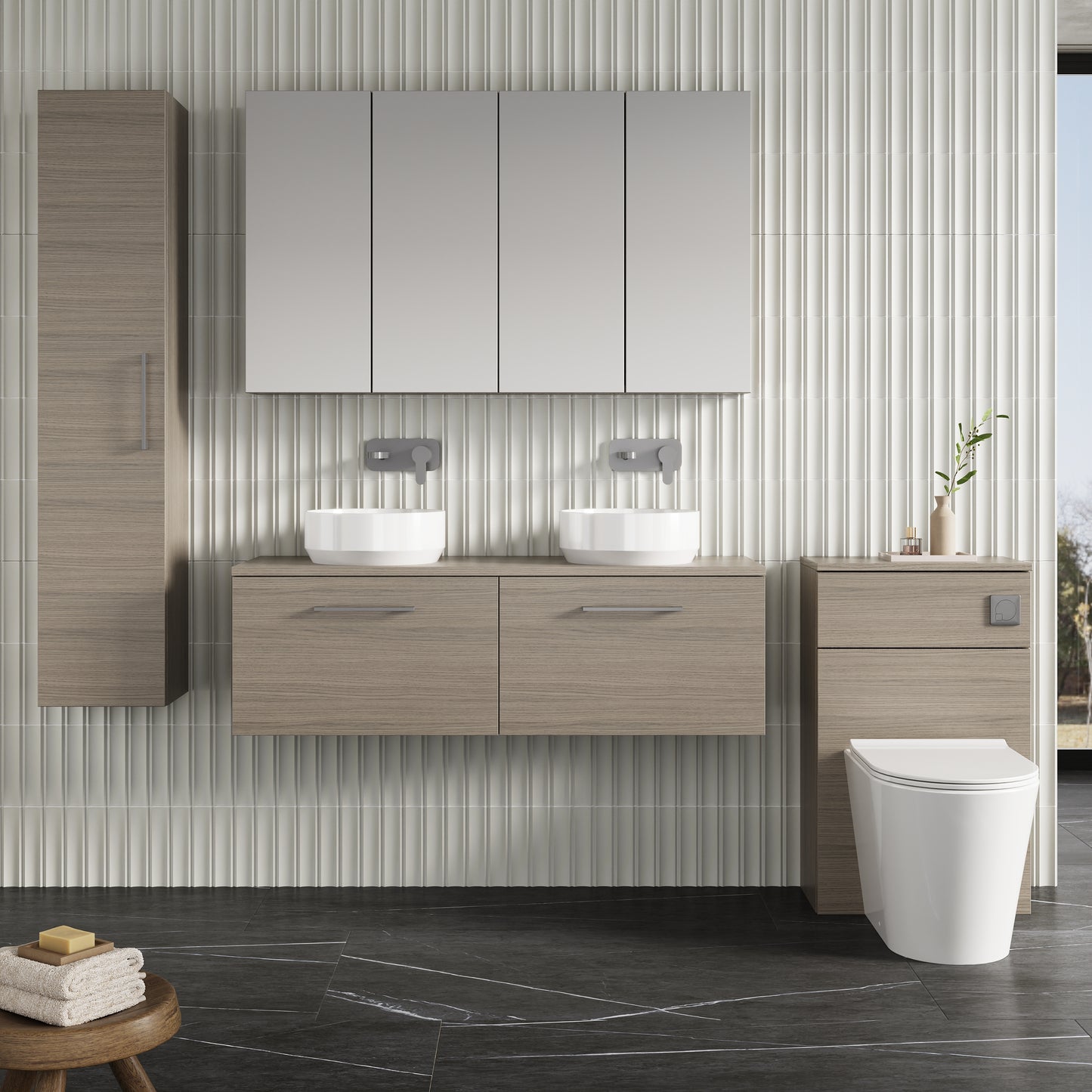 NUIE 1200mm Wall Hung 2 Drawer Vanity & Worktop