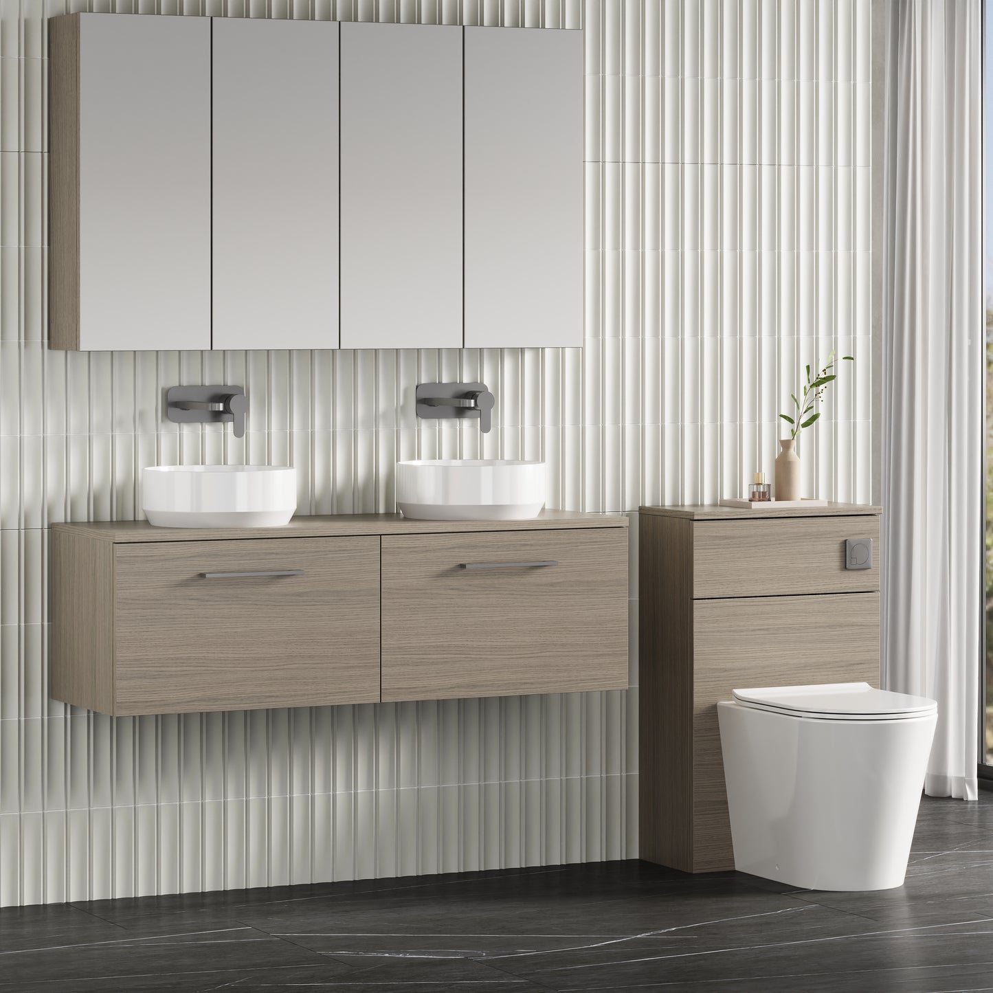 NUIE 1200mm Wall Hung 2 Drawer Vanity & Worktop