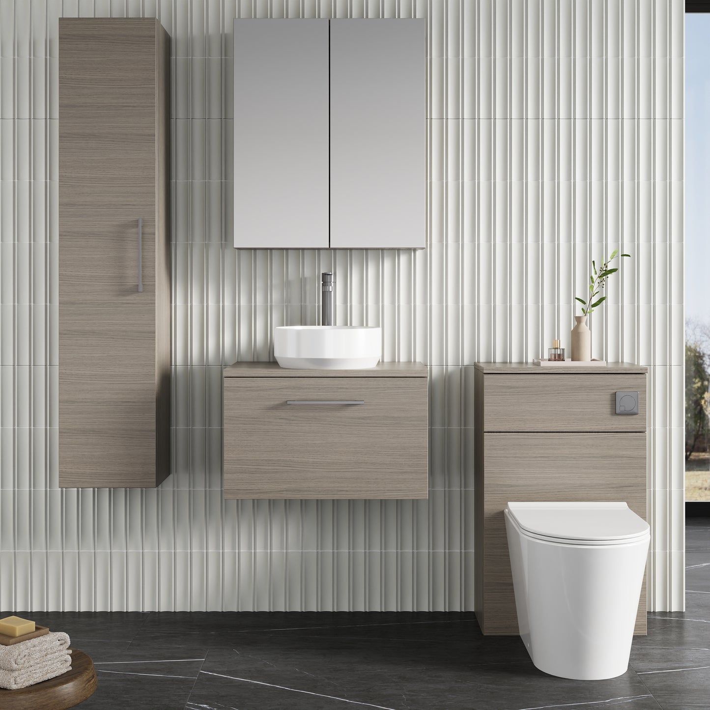 NUIE 600mm Wall Hung 1 Drawer Vanity & Worktop