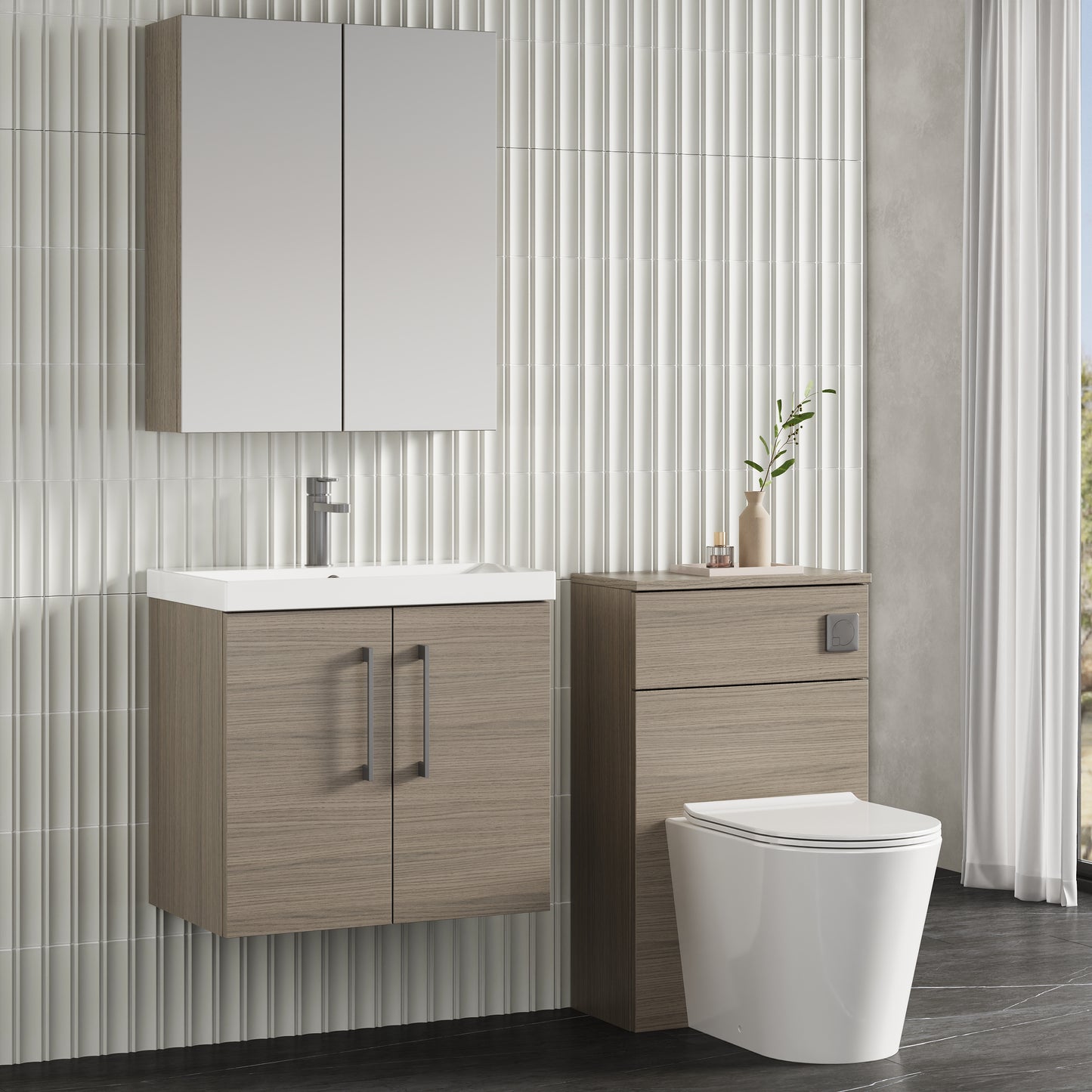 NUIE 600mm Wall Hung 2 Door Vanity & Basin 3