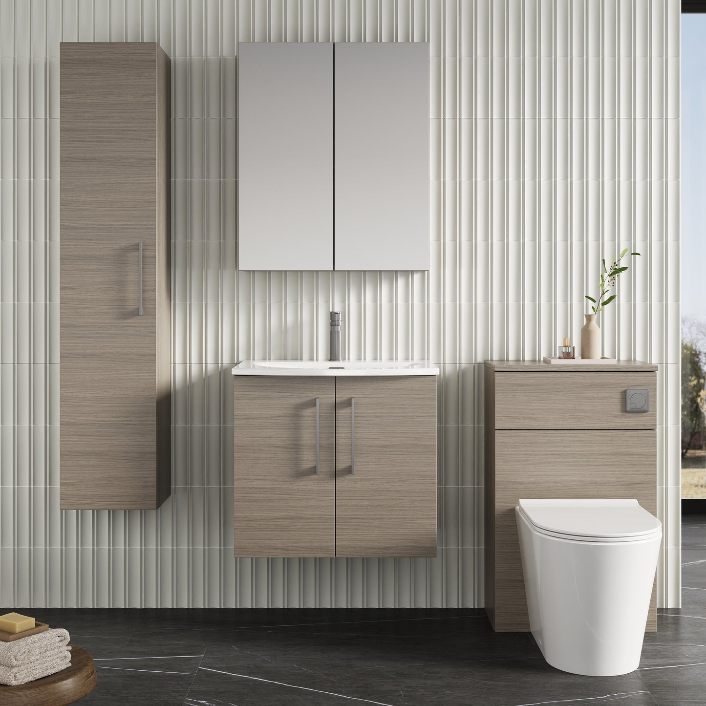 NUIE 600mm Wall Hung 2 Door Vanity & Basin 4