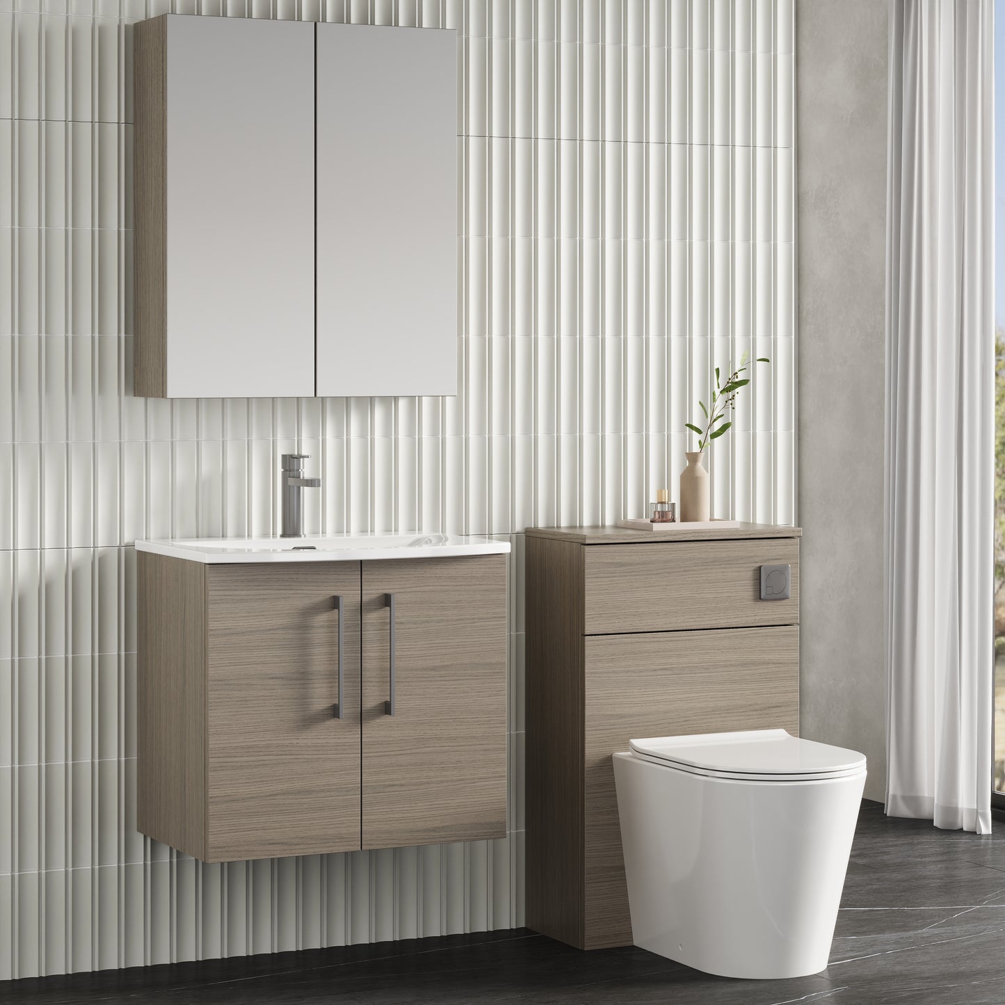 NUIE 600mm Wall Hung 2 Door Vanity & Basin 4