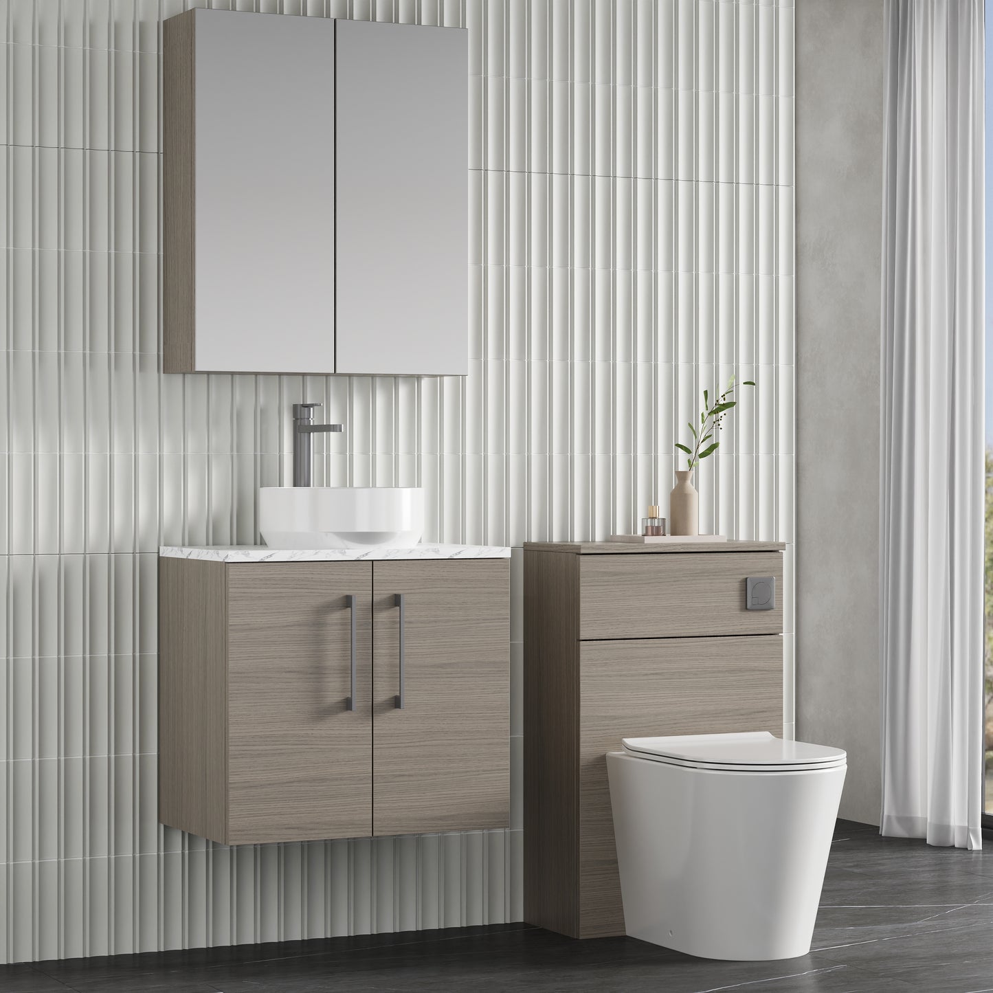 NUIE 600mm Wall Hung 2-Door Vanity & Laminate Worktop