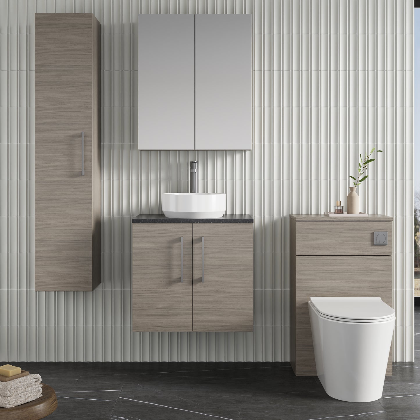 NUIE 600mm Wall Hung 2 Door Vanity & Laminate Top