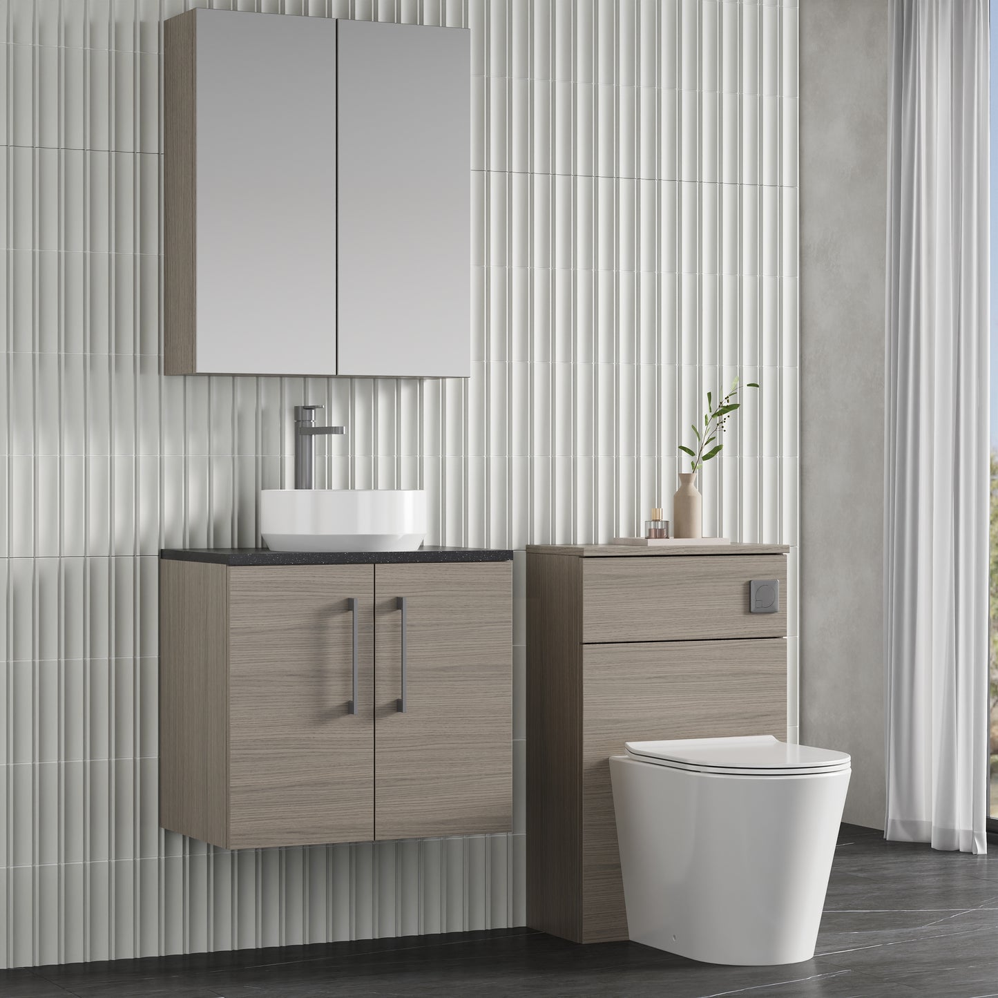 NUIE 600mm Wall Hung 2 Door Vanity & Laminate Top