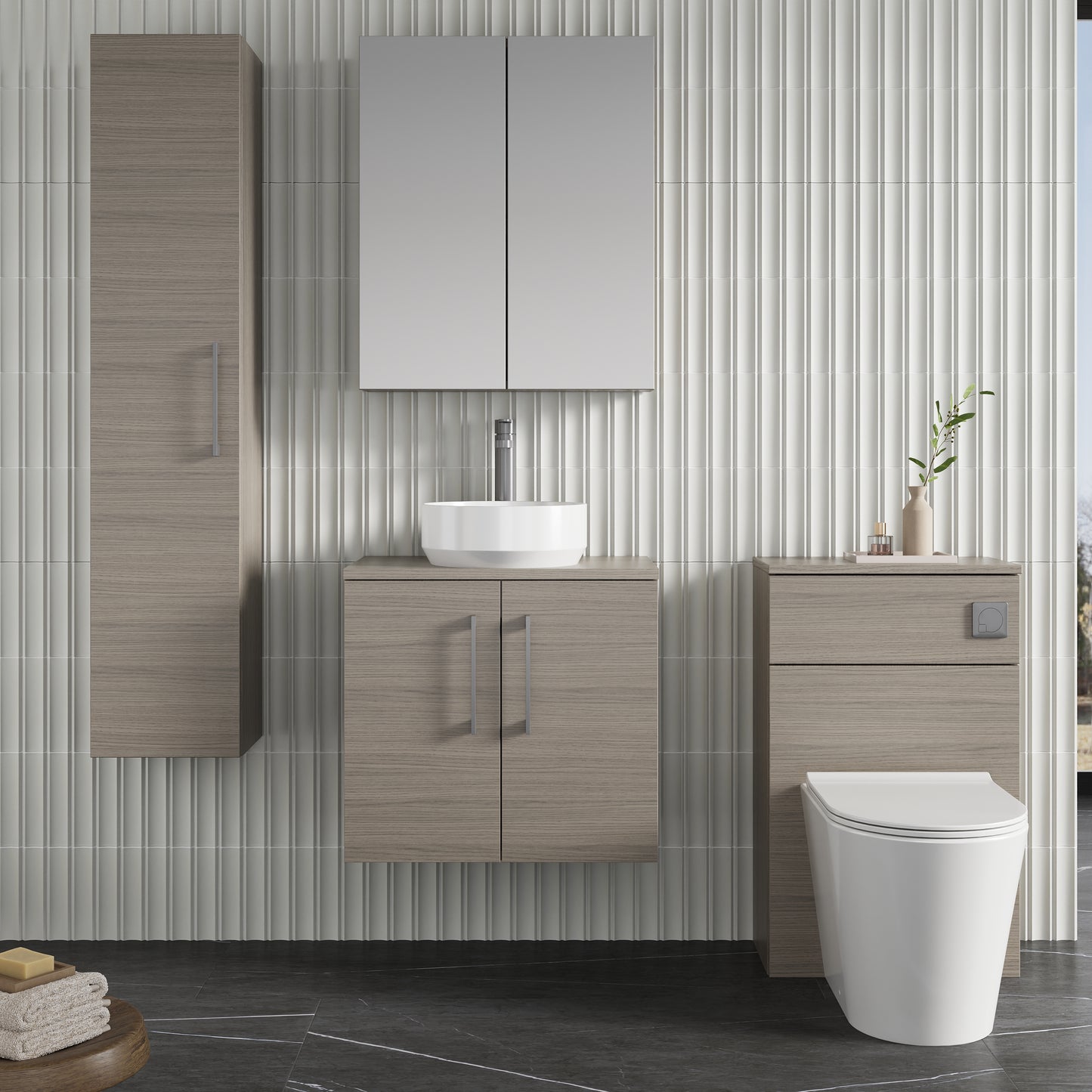 NUIE 600mm Wall Hung 2 Door Vanity & Worktop