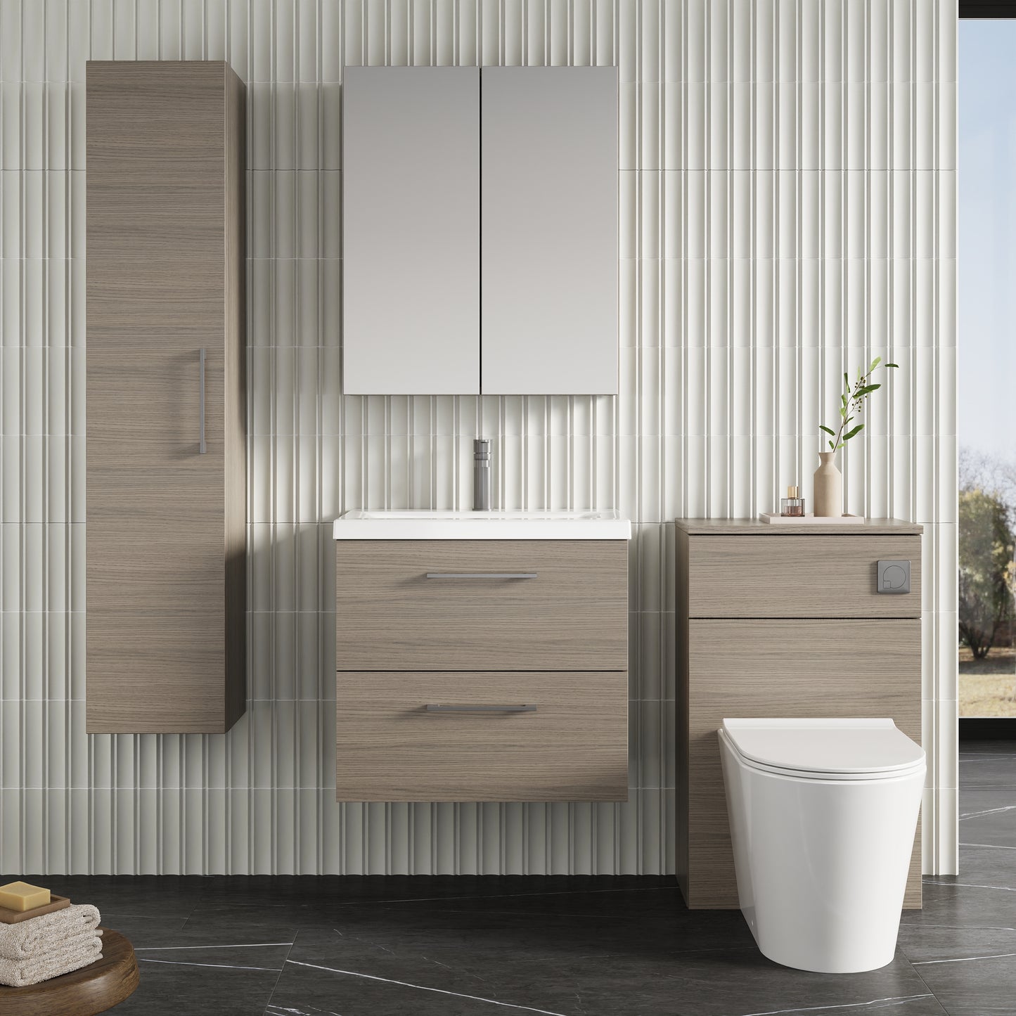 NUIE 600mm Wall Hung 2 Drawer Vanity & Basin 1