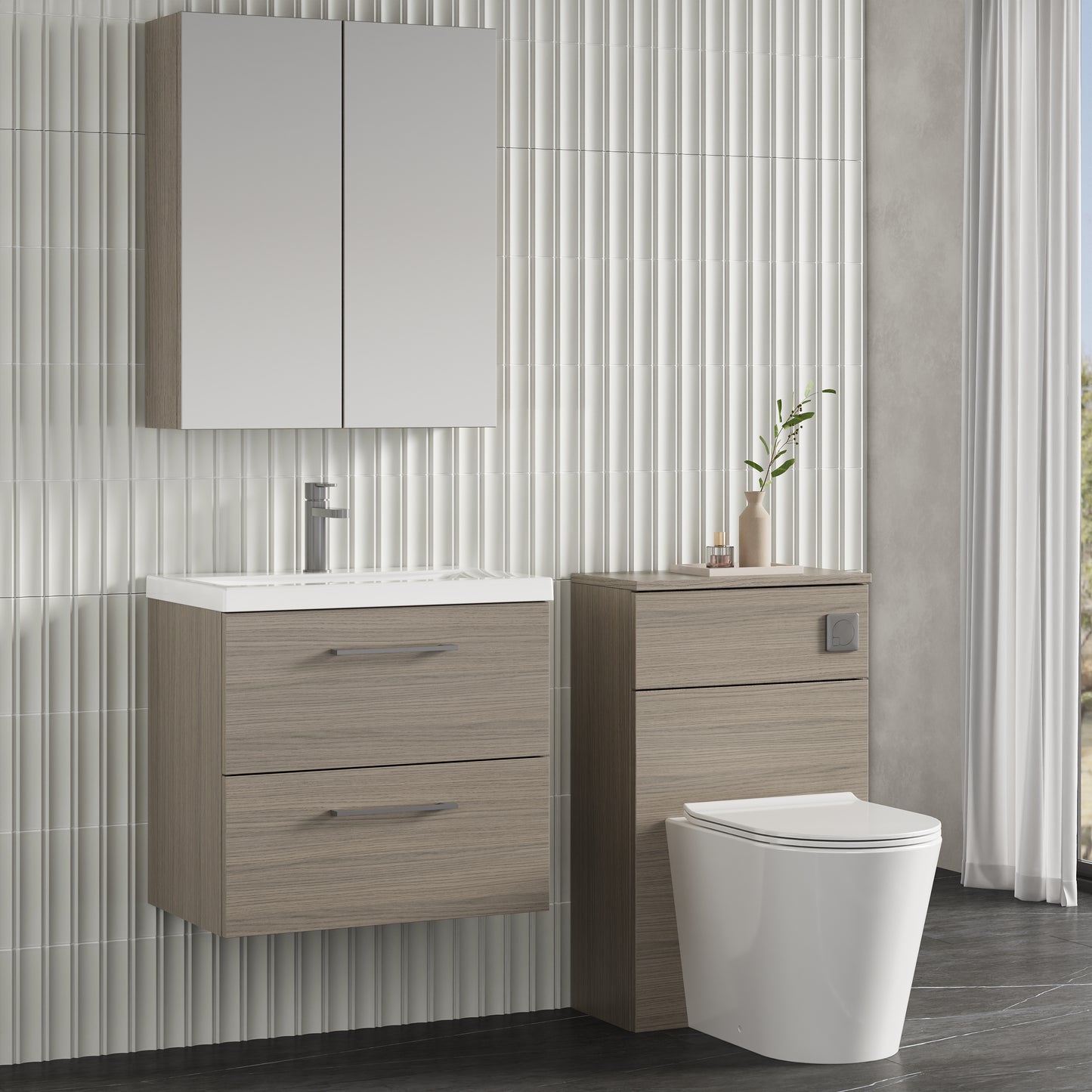 NUIE 600mm Wall Hung 2 Drawer Vanity & Basin 1