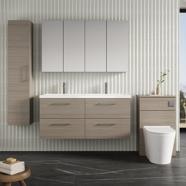 NUIE 1200mm Wall Hung 4 Drawer Vanity & Double Basin