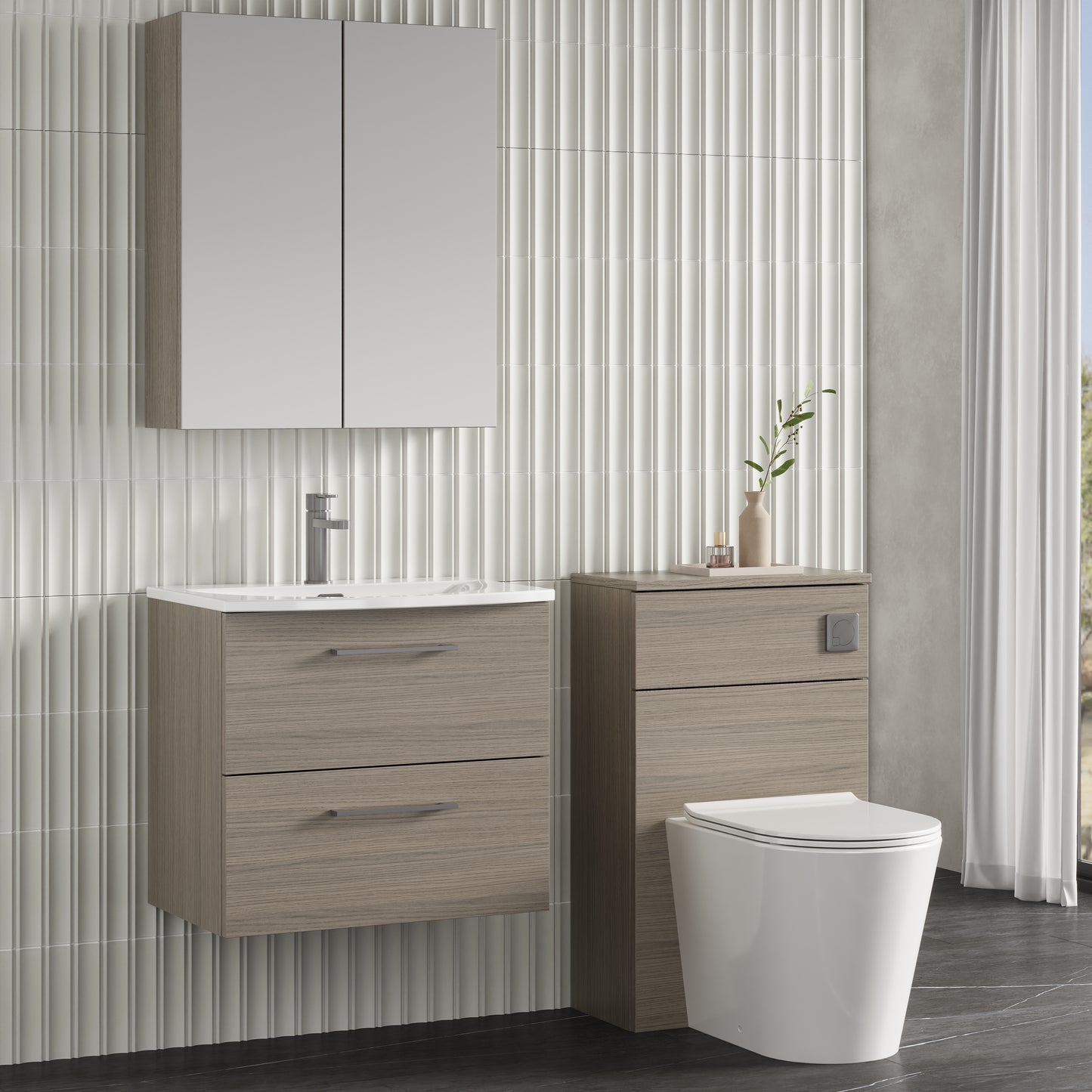 NUIE 600mm Wall Hung 2 Drawer Vanity & Basin 4