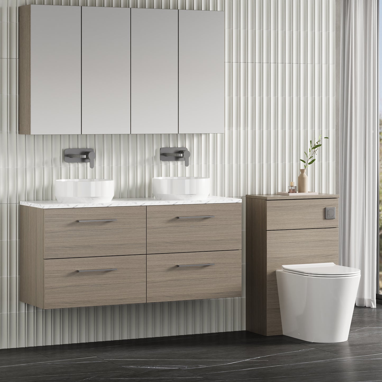 NUIE 1200mm Wall Hung 4-Drawer Vanity & Laminate Worktop