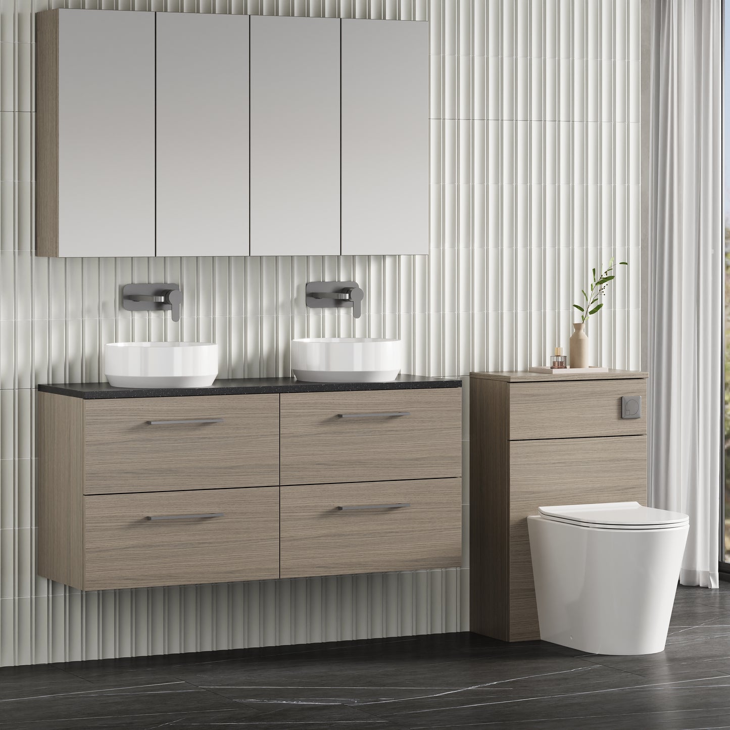 NUIE 1200mm Wall Hung 4-Drawer Vanity & Laminate Worktop