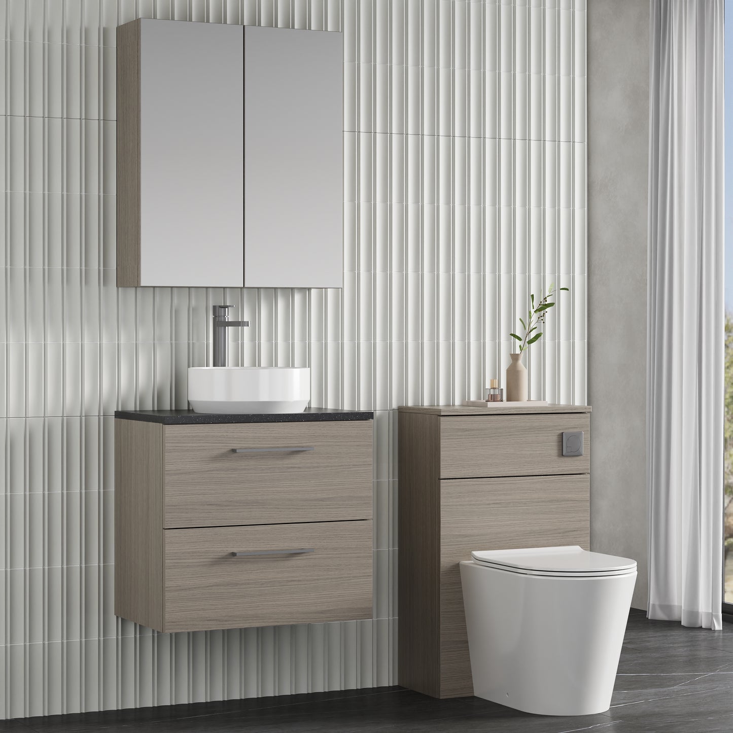 NUIE 600mm Wall Hung 2 Drawer Vanity & Laminate Top