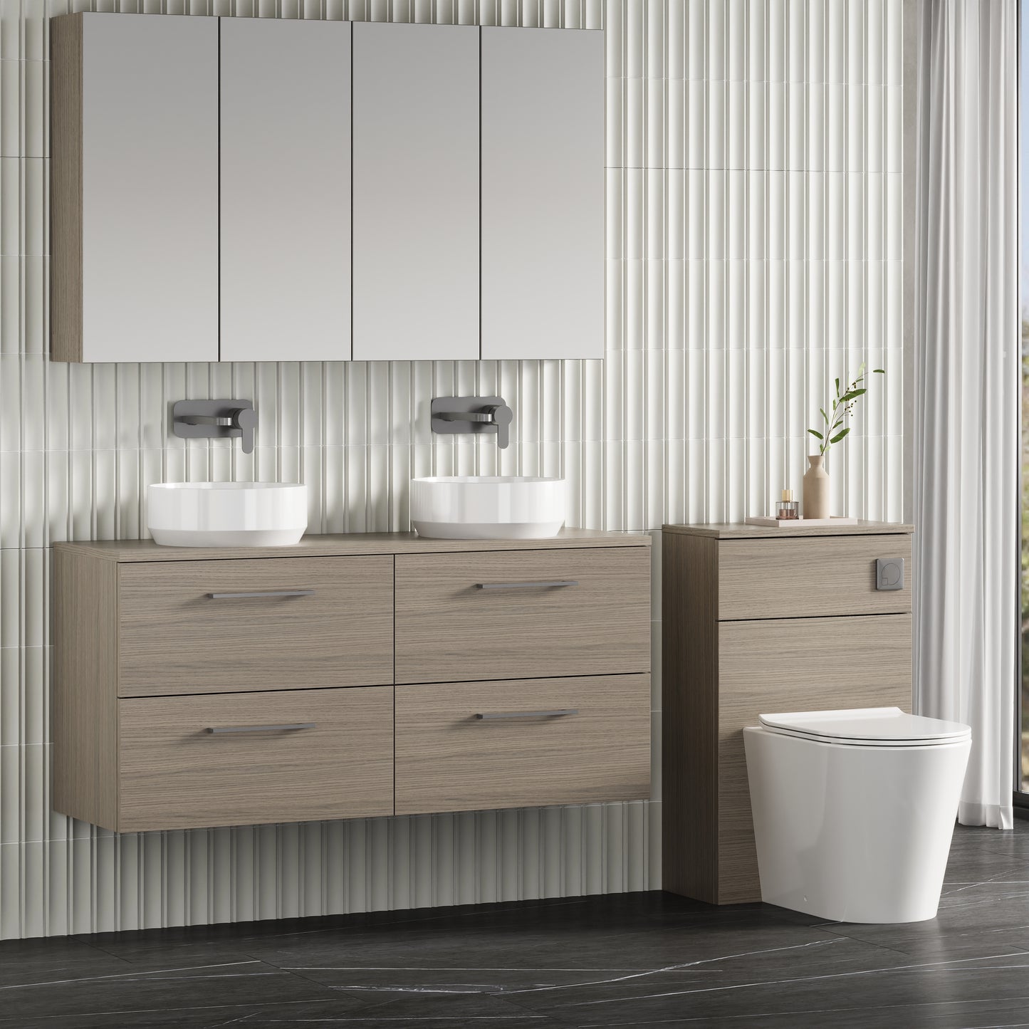 NUIE 1200mm Wall Hung 4 Drawer Vanity & Worktop