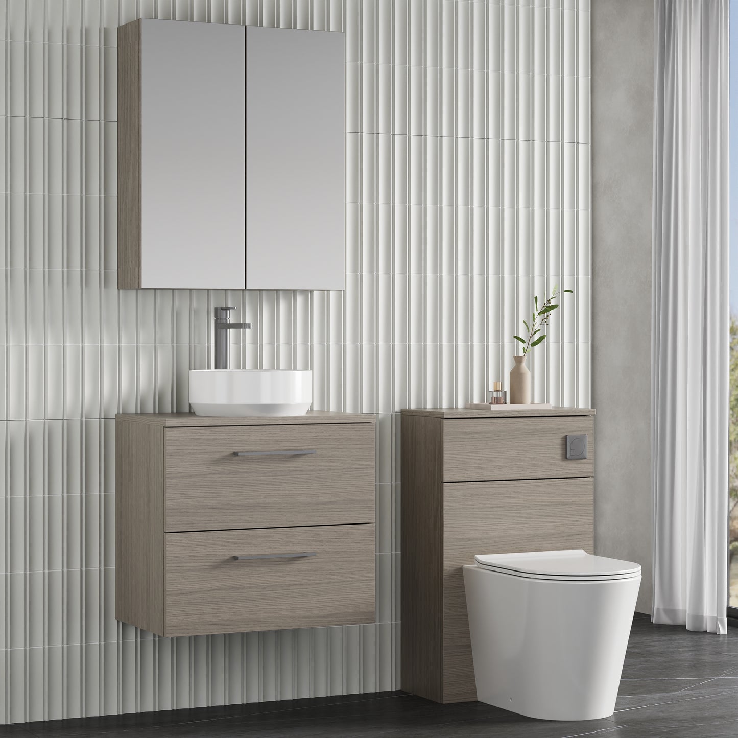 NUIE 600mm Wall Hung 2 Drawer Vanity & Worktop