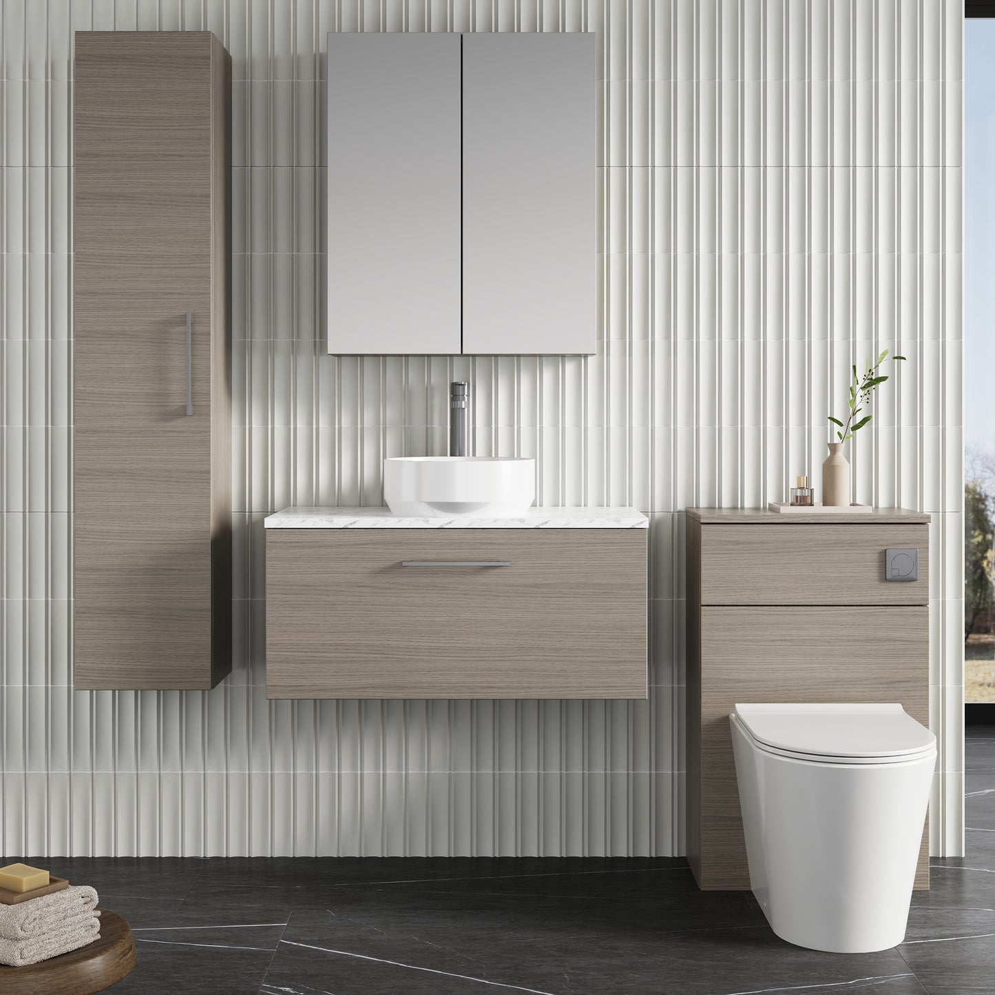 NUIE 800mm Wall Hung 1-Drawer Vanity & Laminate Worktop