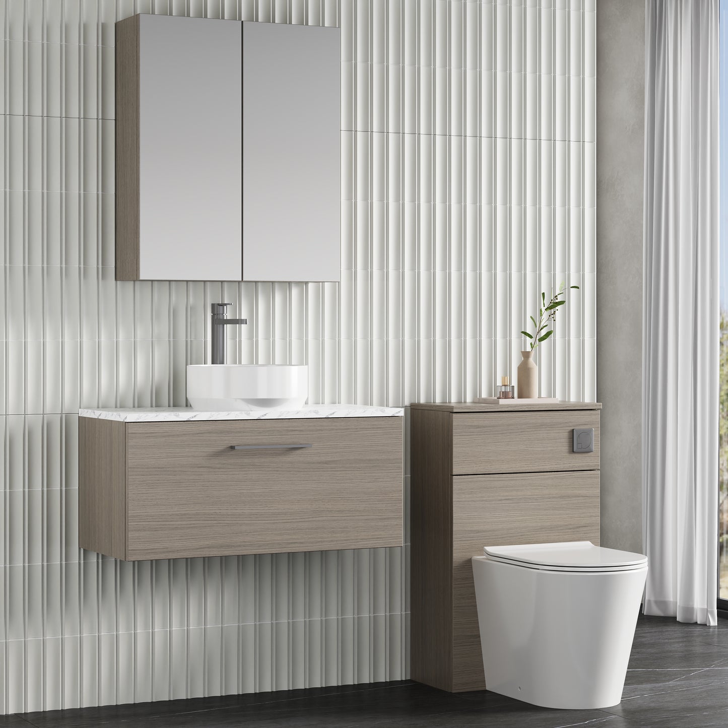 NUIE 800mm Wall Hung 1-Drawer Vanity & Laminate Worktop