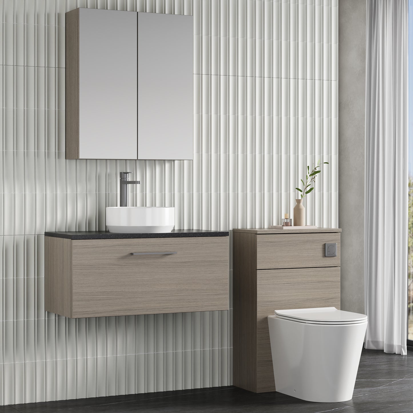 NUIE 800mm Wall Hung 1 Drawer Vanity & Laminate Top