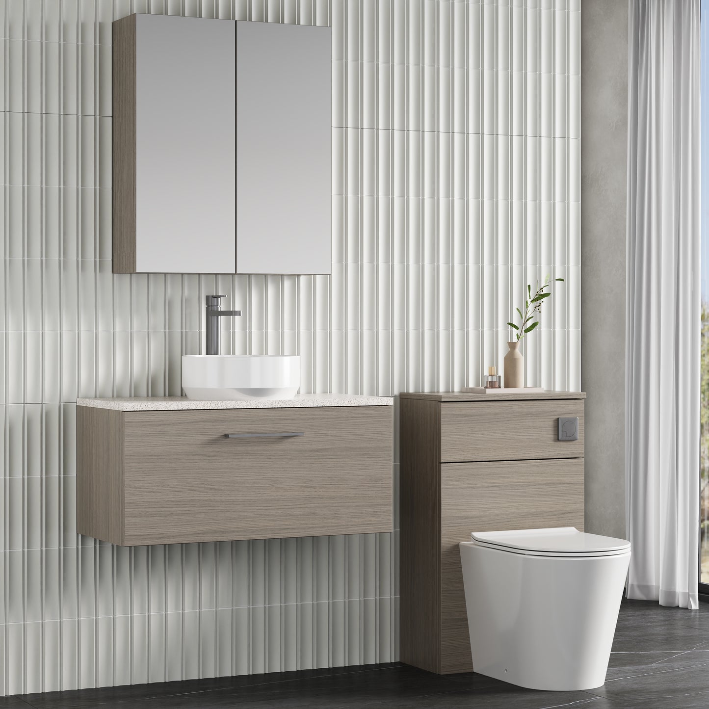 NUIE 800mm Wall Hung 1 Drawer Vanity & Laminate Top