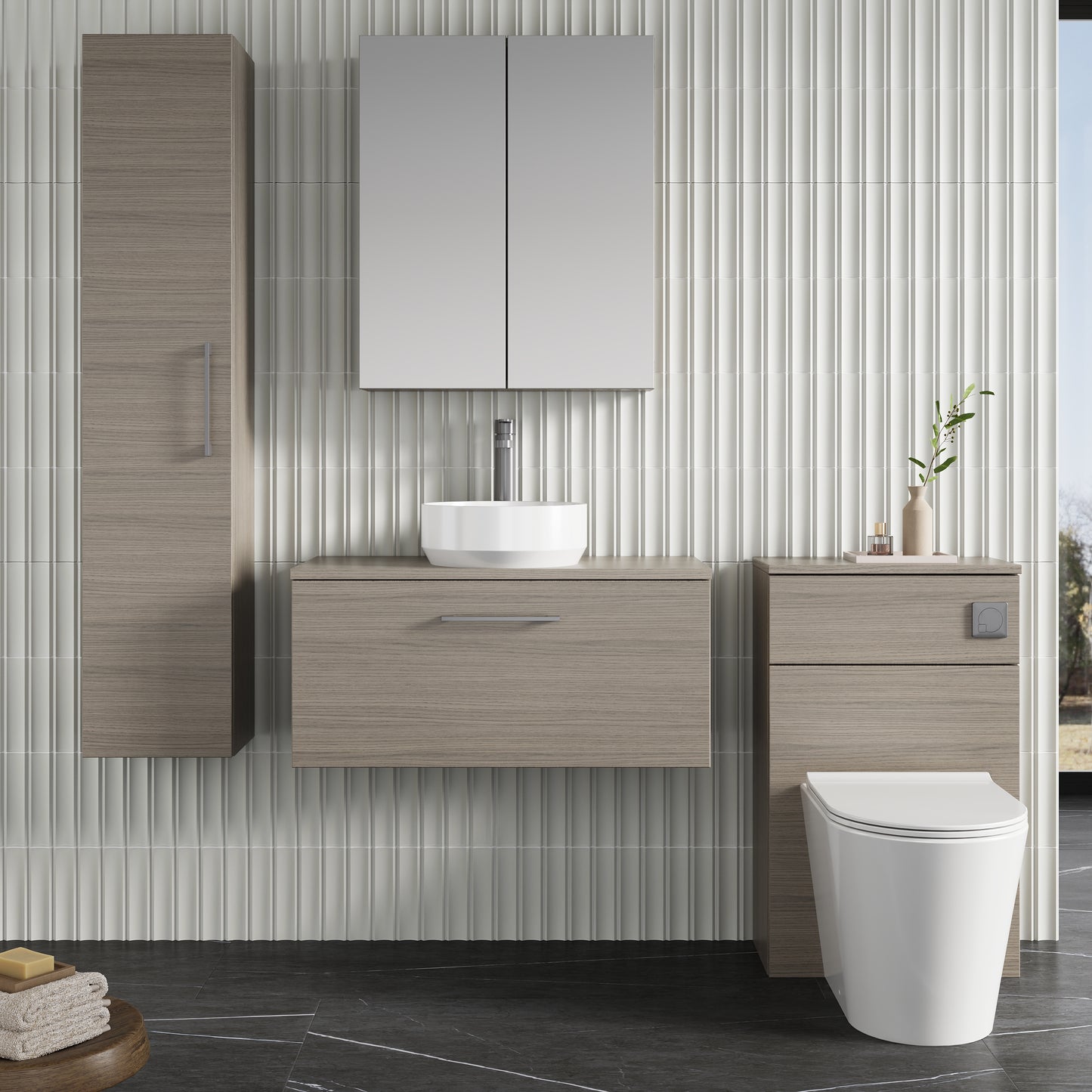 NUIE 800mm Wall Hung 1 Drawer Vanity & Worktop