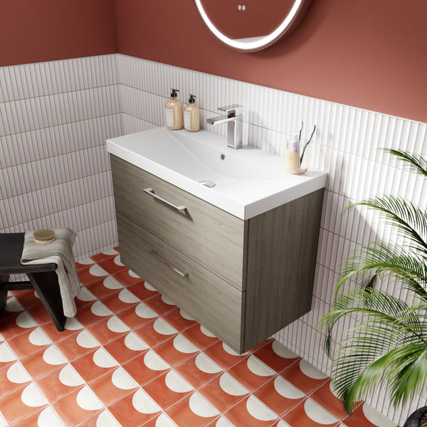 NUIE 800mm Wall Hung 2 Drawer Vanity & Basin 3