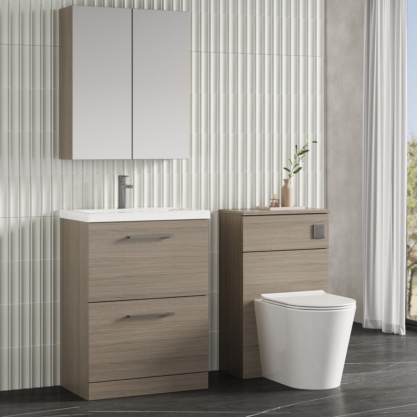 NUIE 600mm Floor Standing 2 Drawer Vanity & Basin 1