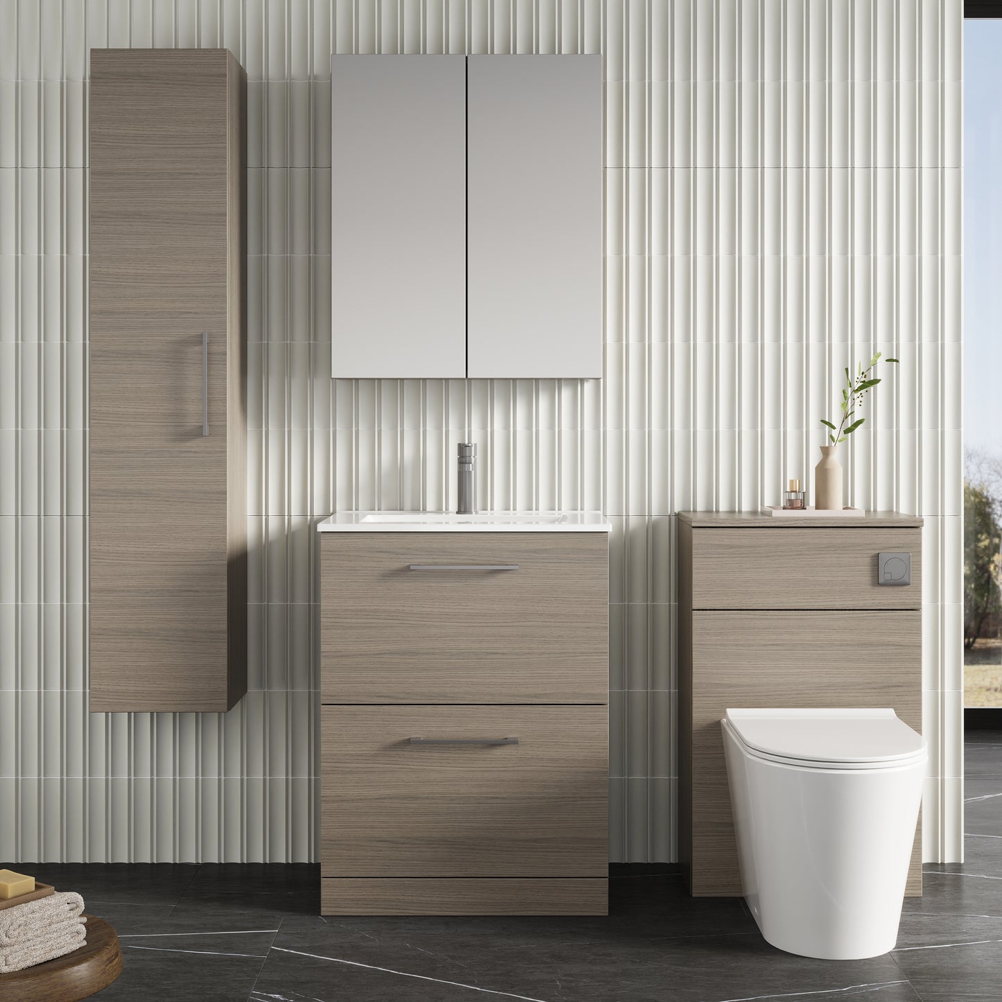 NUIE 600mm Floor Standing 2 Drawer Vanity & Basin 2