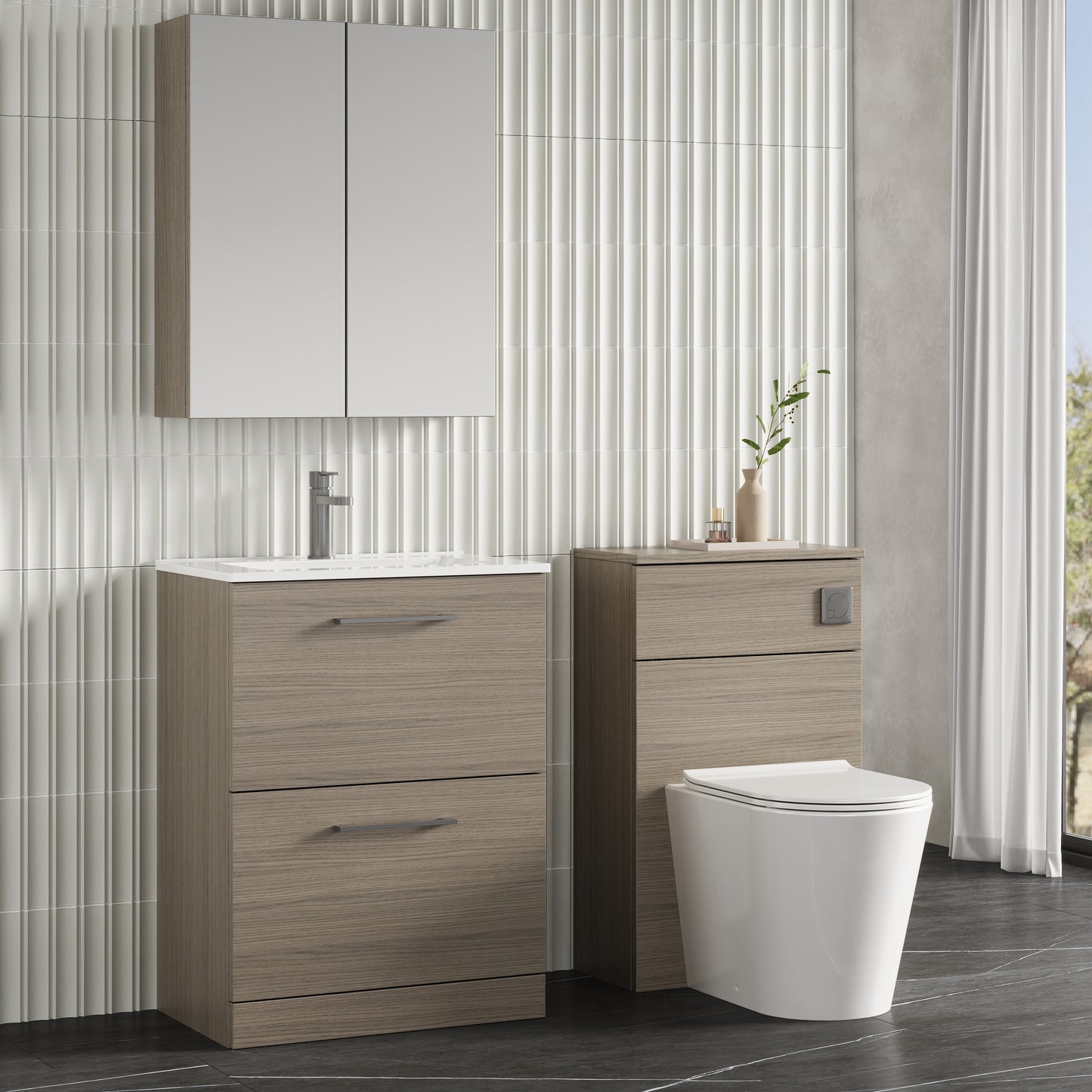 NUIE 600mm Floor Standing 2 Drawer Vanity & Basin 2
