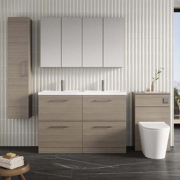 NUIE 1200mm Floor Standing 4 Drawer Vanity & Double Basin