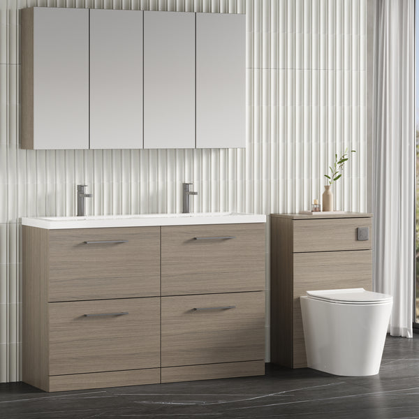 NUIE 1200mm Floor Standing 4 Drawer Vanity & Double Basin